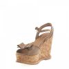 Damen Rossano Bisconti Sandalen | Wedge Sandalen 592 Leder Braun Schleife